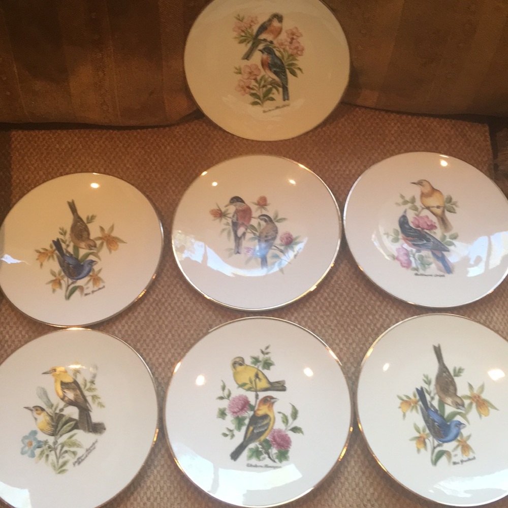 Vintage Set of 7 bird Bareuther Bavaria bird plate